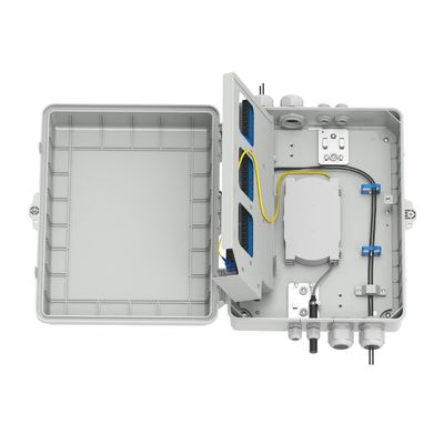 Caja de distribución de fibra óptica de 4 puertos gris IP65 impermeable para exteriores en modelo de red