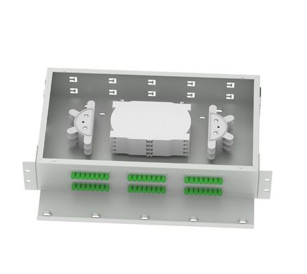 Marco de distribución óptica FC APC 48 puertos 19 pulgadas Panel de parches Ideal para FTTX y red