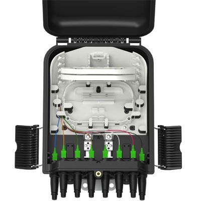 Caja de distribución de fibra óptica de 8 puertos montable en pared/polo para red FTTX IP65 al aire libre
