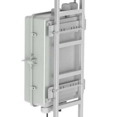 Caja de distribución de fibra óptica de 4 puertos gris IP65 impermeable para exteriores en modelo de red