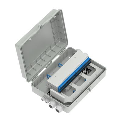 Caja de distribución de fibra óptica de 4 puertos gris IP65 impermeable para exteriores en modelo de red