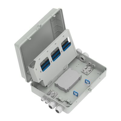Caja de distribución de fibra óptica de 4 puertos gris IP65 impermeable para exteriores en modelo de red