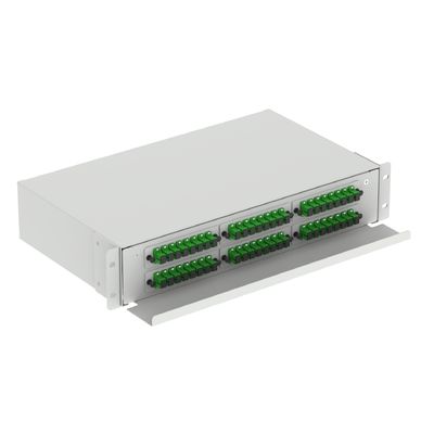 Patchpanel de distribución de fibra de tipo 2U SC de 48 puertos negro para aplicaciones de centros de datos
