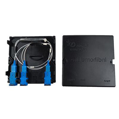 Panel de conexión de la placa frontal del separador de fibra óptica de plástico negro para FTTH 2 núcleos SC UPC PC