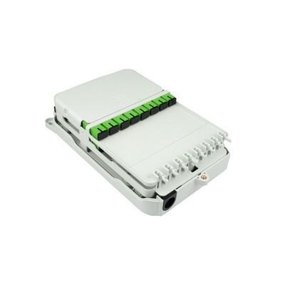 16 núcleos caja de distribución de fibra PLC montada en la pared hecha de PC ABS para conexiones FFTX
